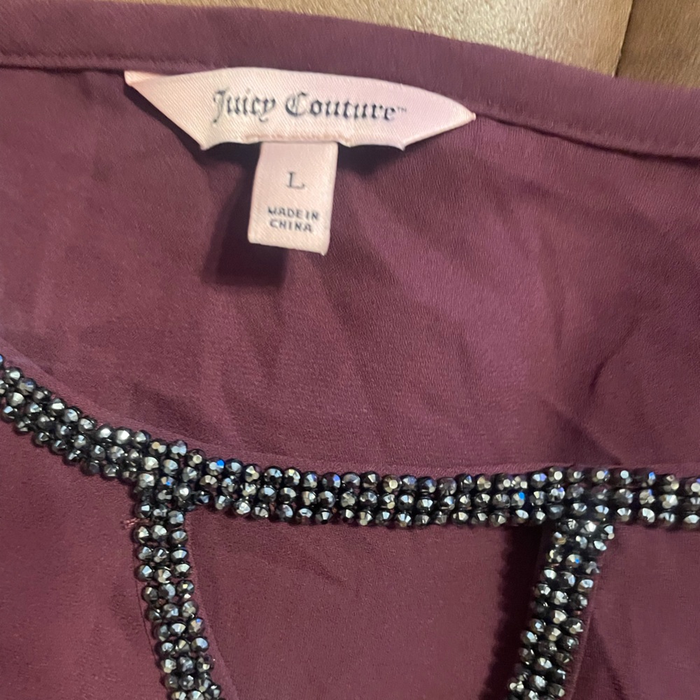 Burgundy red polyester long sleeve top